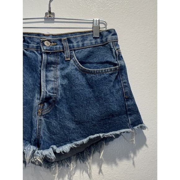 Melville John Galt Shorts High Rise Button Fly Cut Off Denim Distressed Boho - Picture 3 of 6